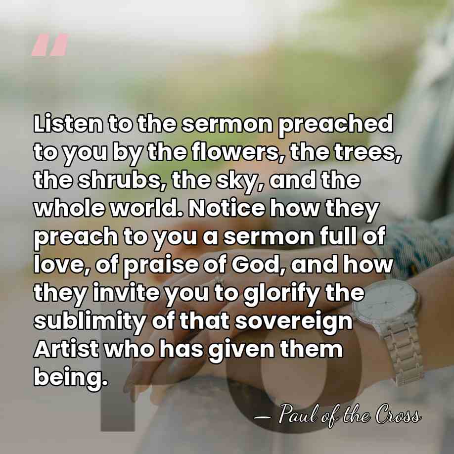 Listen to the sermon preached to you by the flowers, the trees,&hellip; - Paul of the Cross