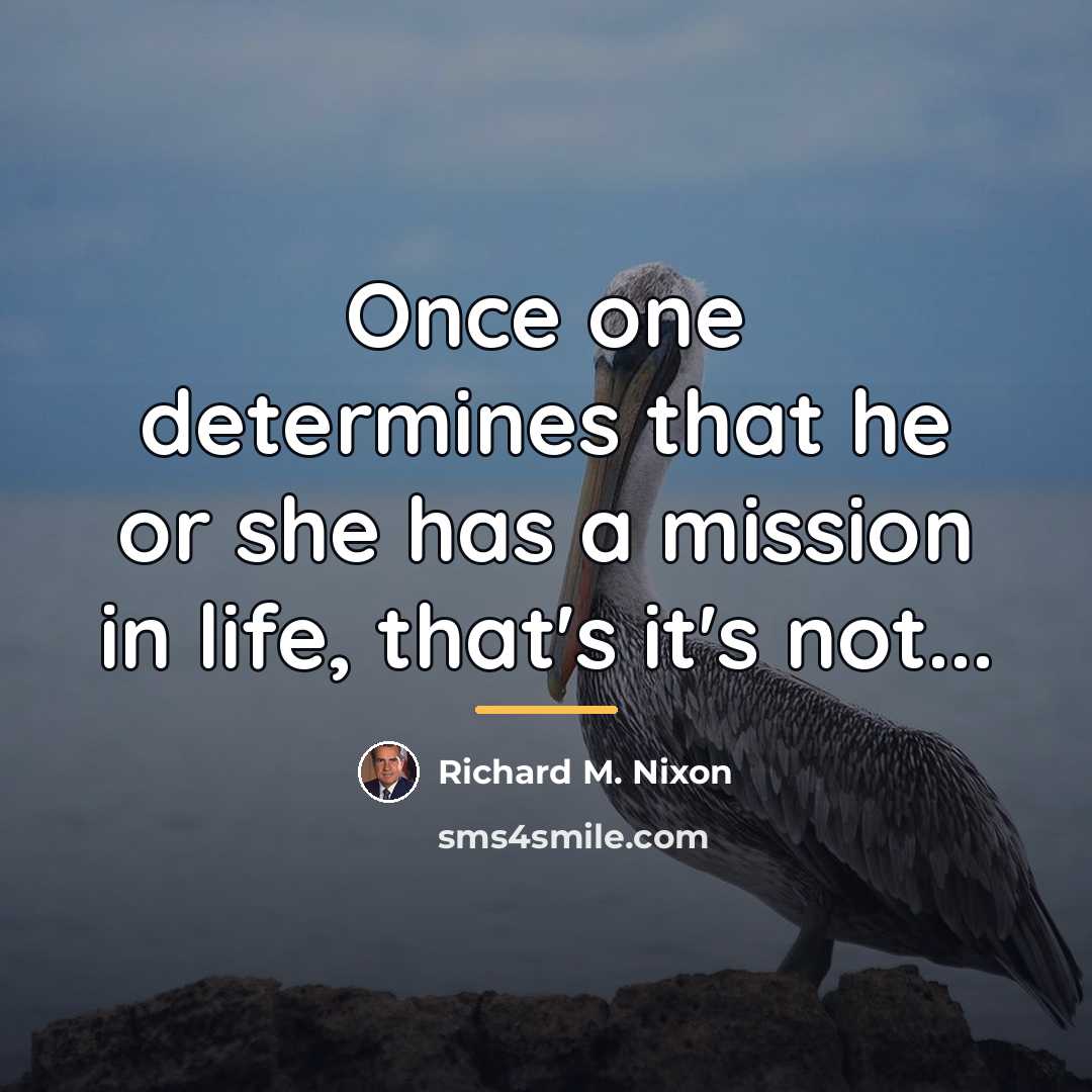 “Once one determines that he or she has a mission…” quote by Richard M. Nixon