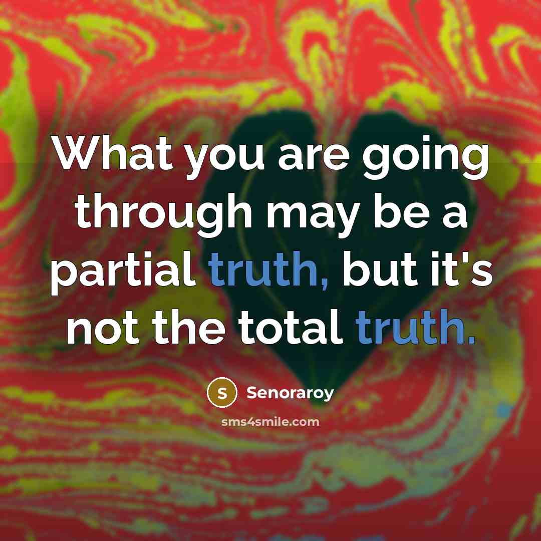 “What you are going through may be a partial truth,…” quote by Senoraroy