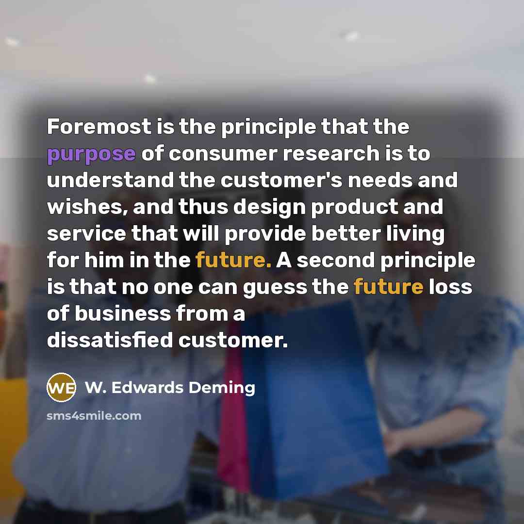 “Foremost is the principle that the purpose of consumer research…” quote by W. Edwards Deming