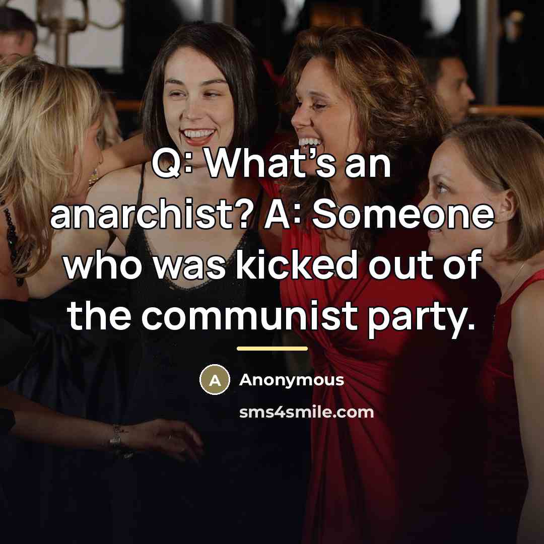 “Q: What's an anarchist? A: Someone who was kicked out…” quote by Anonymous
