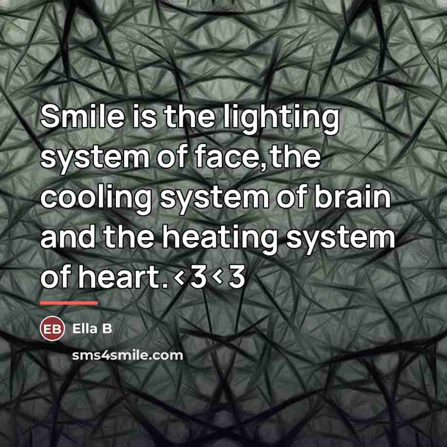 “Smile is the lighting system of face,the cooling system of…” quote by Ella B