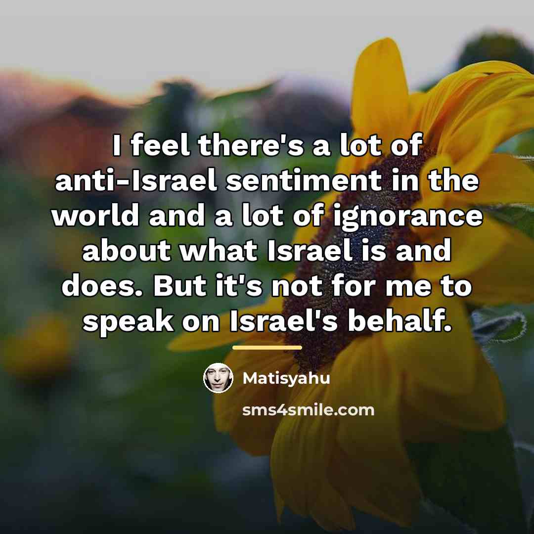 “I feel there's a lot of anti-Israel sentiment in the…” quote by Matisyahu