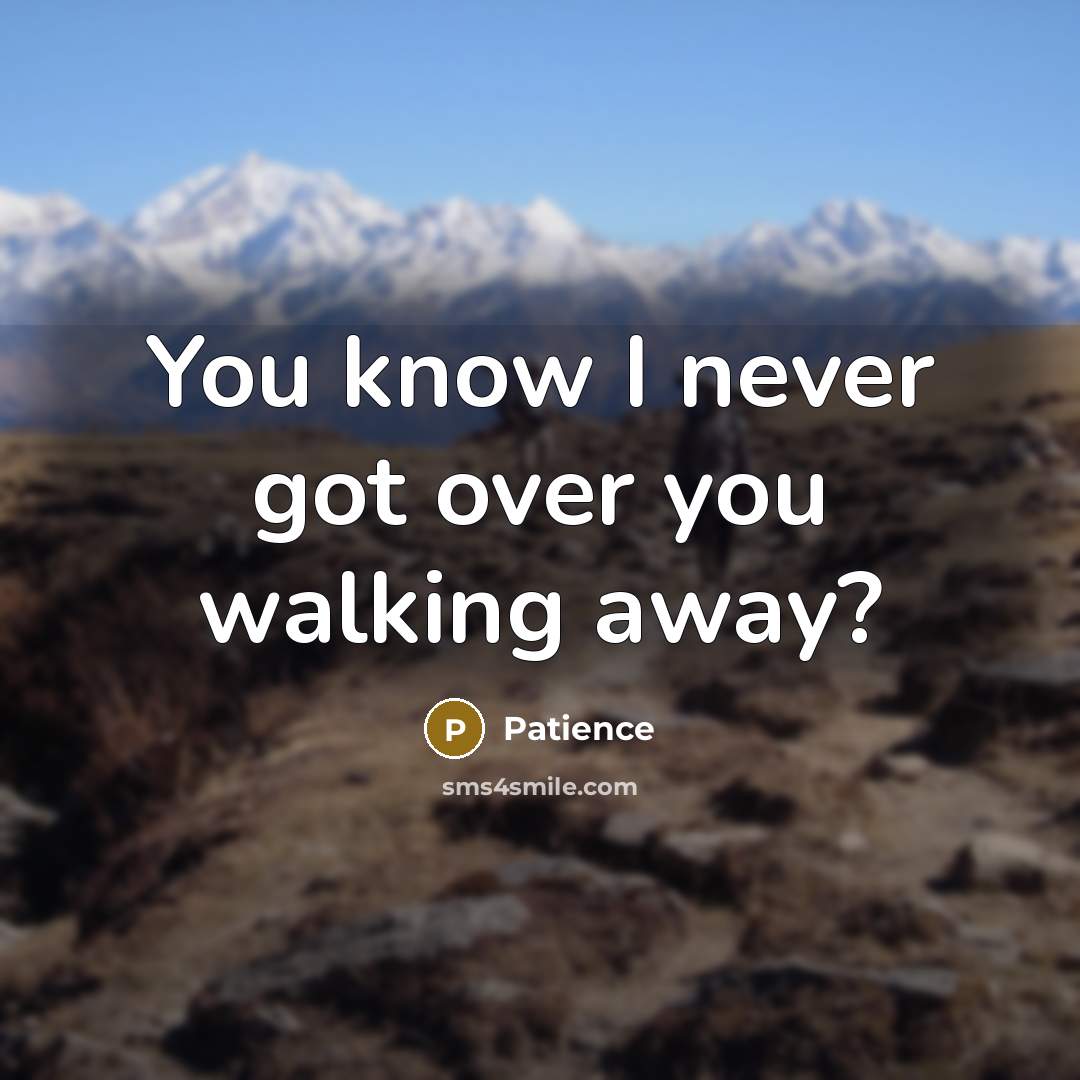 “You know I never got over you walking away?” quote by Patience
