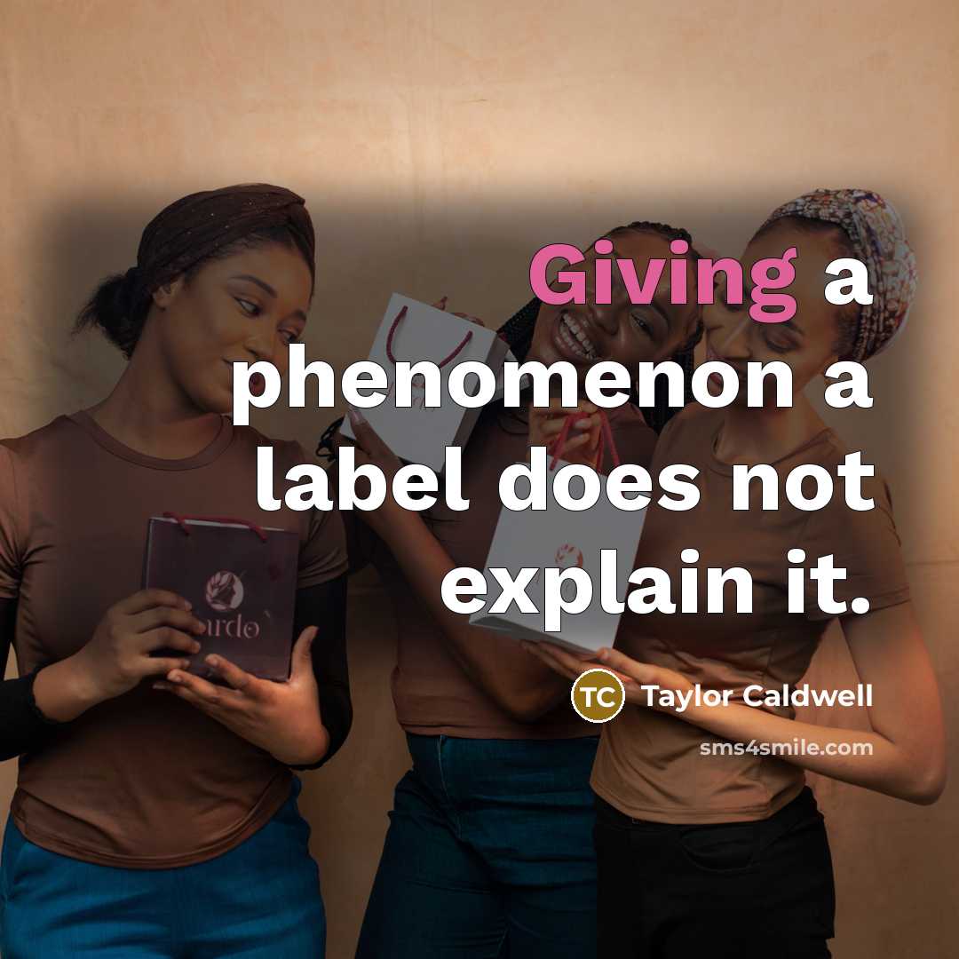 “Giving a phenomenon a label does not explain it.…” quote by Taylor Caldwell