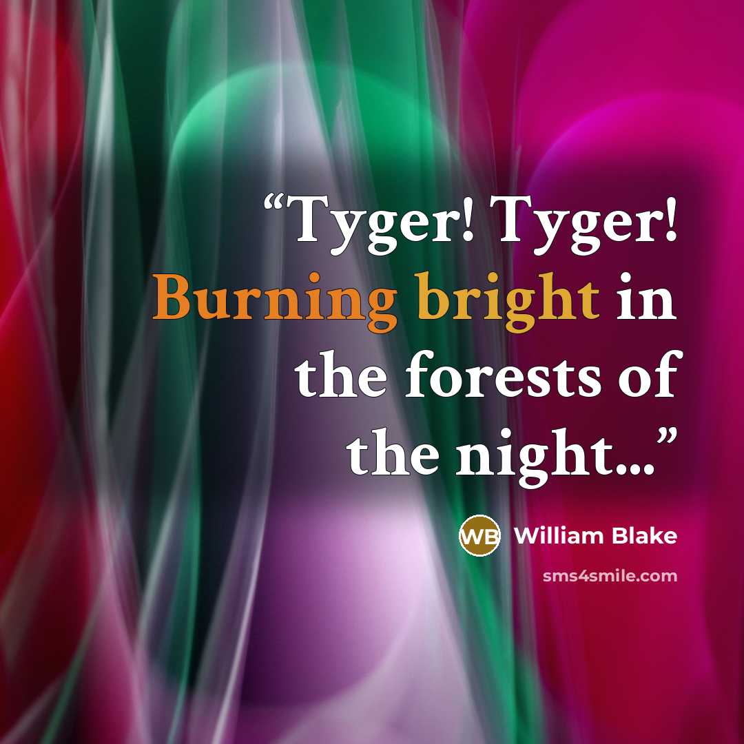 “Tyger! Tyger! Burning bright in the forests of the night...” quote by William Blake