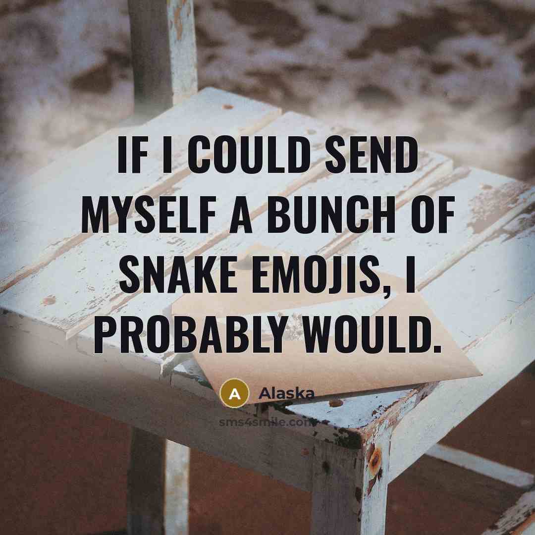 “If I could send myself a bunch of snake emojis,…” quote by Alaska