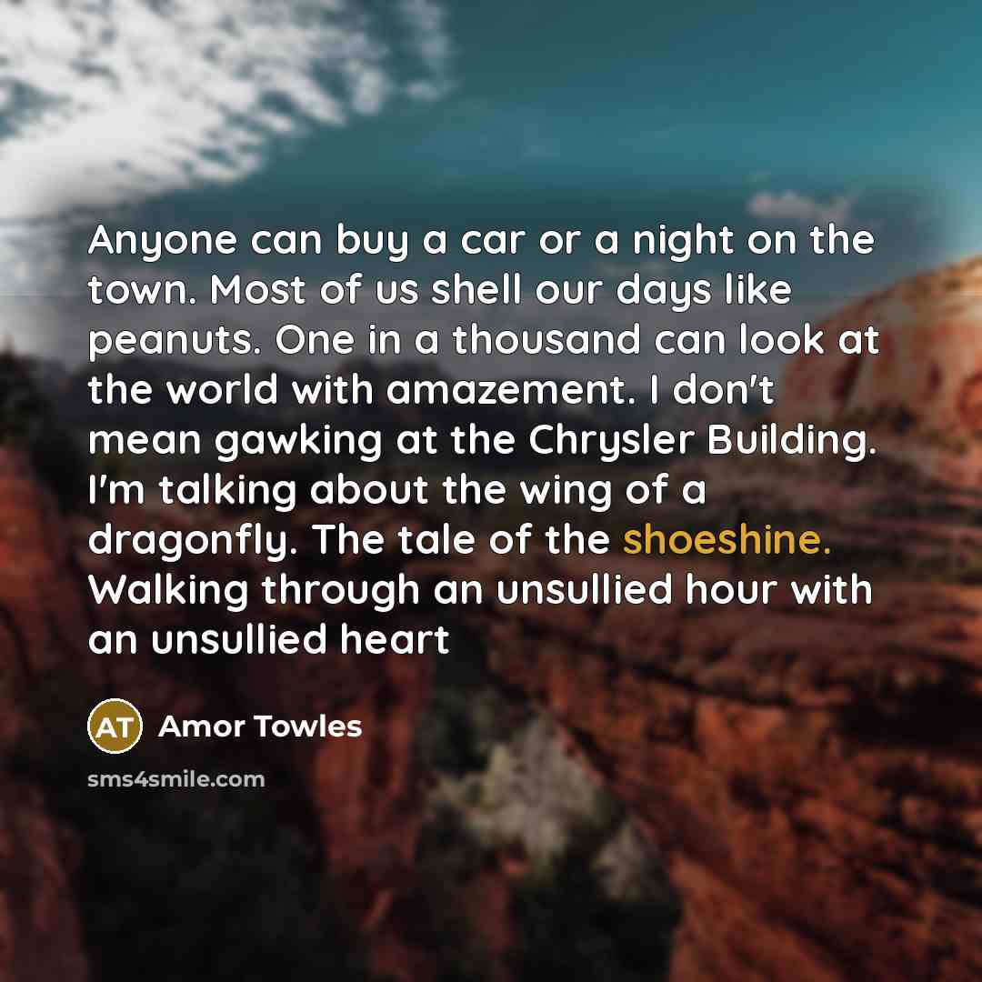 “Anyone can buy a car or a night on the…” quote by Amor Towles