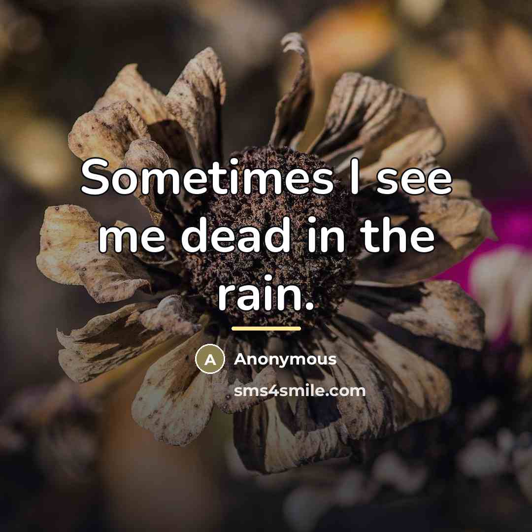 “Sometimes I see me dead in the rain.…” quote by Anonymous