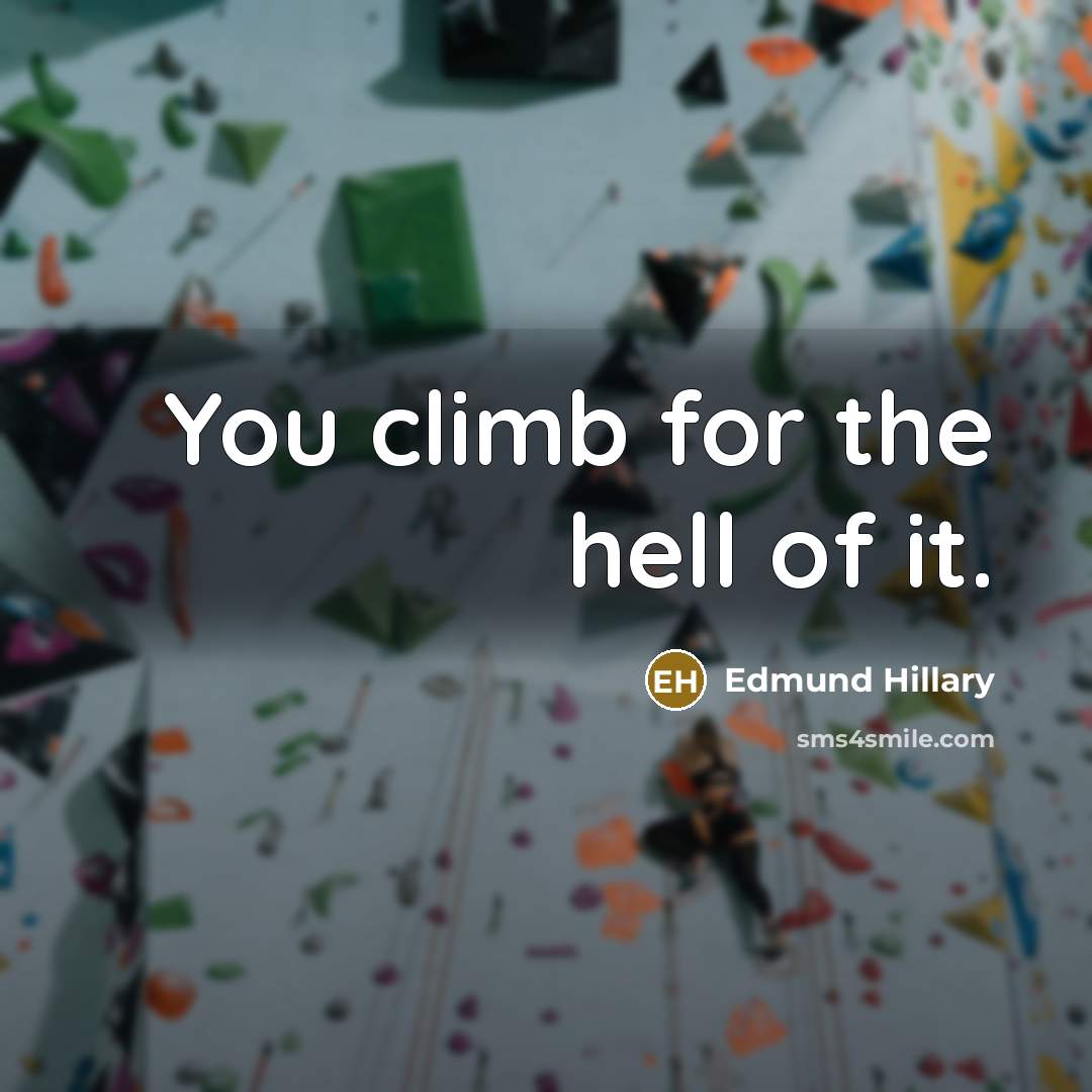 “You climb for the hell of it.…” quote by Edmund Hillary