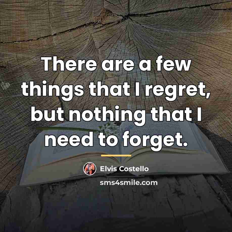 “There are a few things that I regret, but nothing…” quote by Elvis Costello