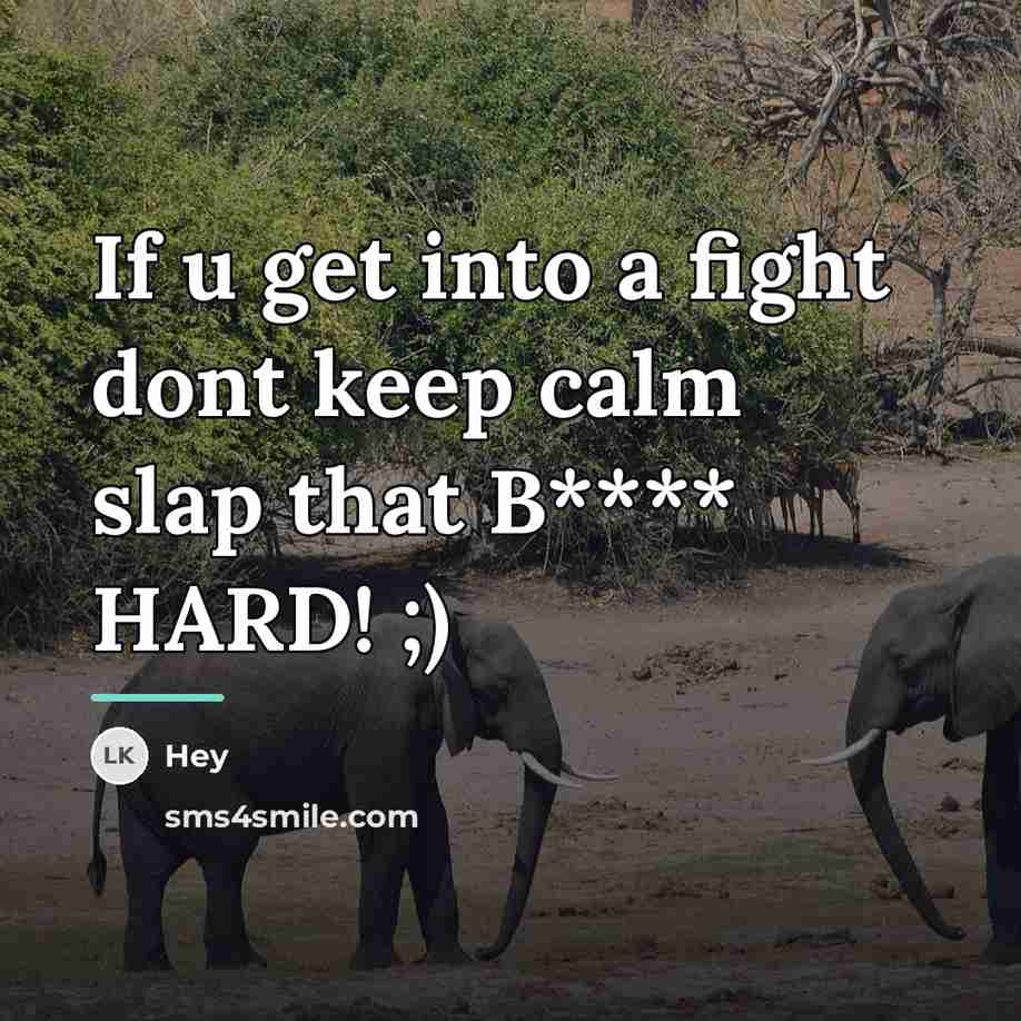 “If u get into a fight dont keep calm slap…” quote by Hey