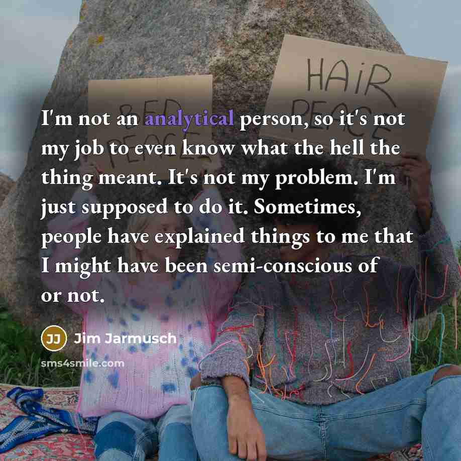 “I'm not an analytical person, so it's not my job…” quote by Jim Jarmusch