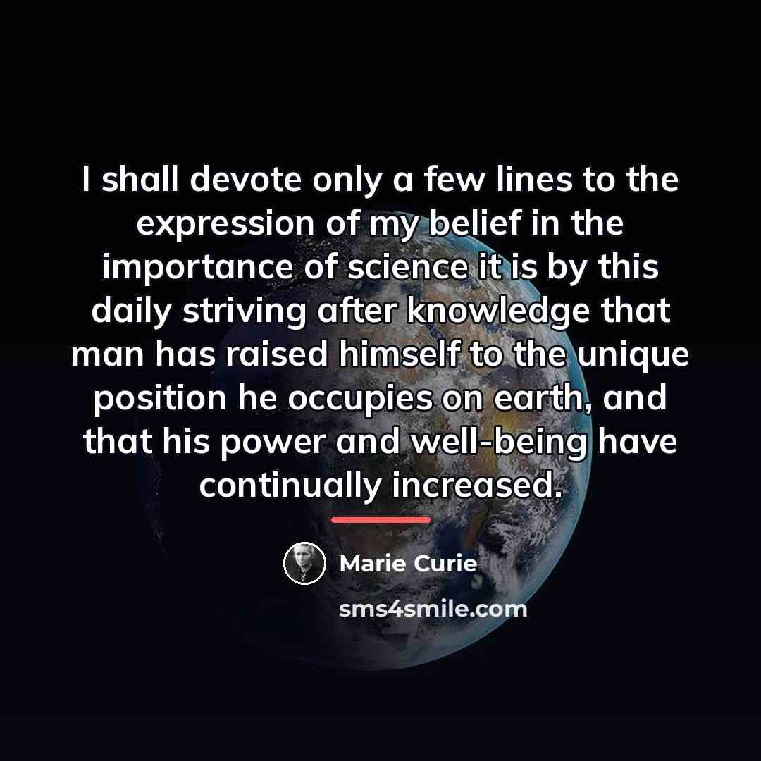“I shall devote only a few lines to the expression…” quote by Marie Curie