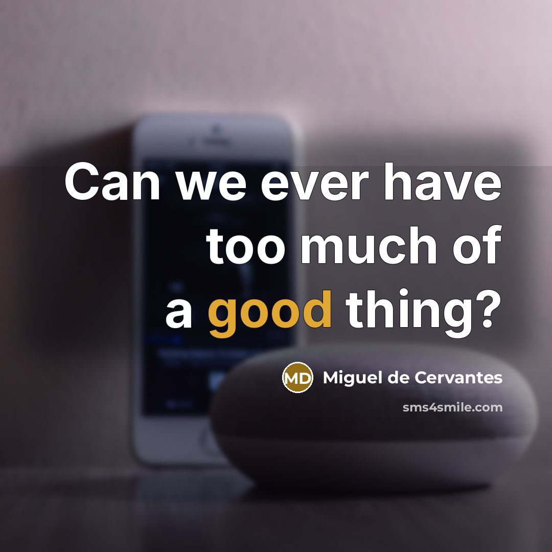 “Can we ever have too much of a good thing?…” quote by Miguel de Cervantes