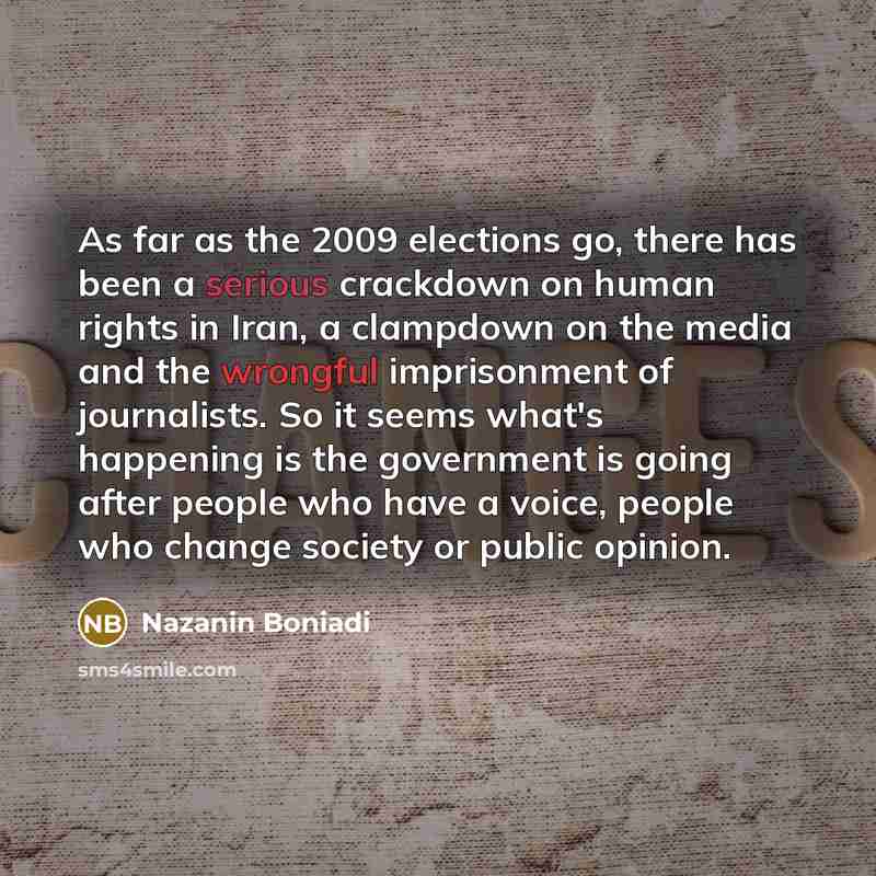 “As far as the 2009 elections go, there has been…” quote by Nazanin Boniadi