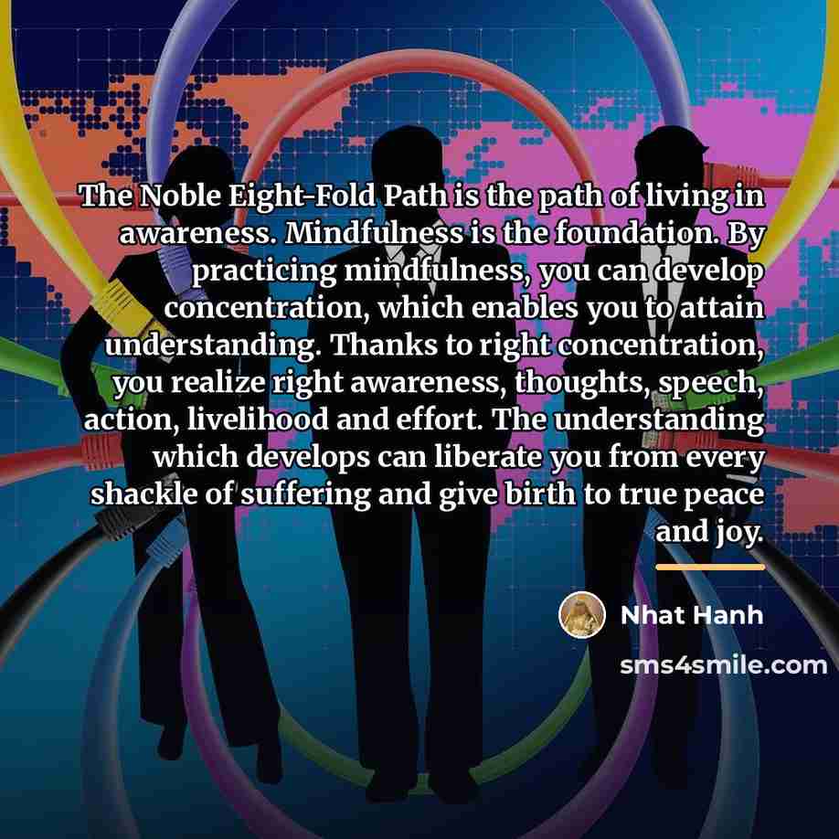 “The Noble Eight-Fold Path is the path of living in…” quote by Nhat Hanh
