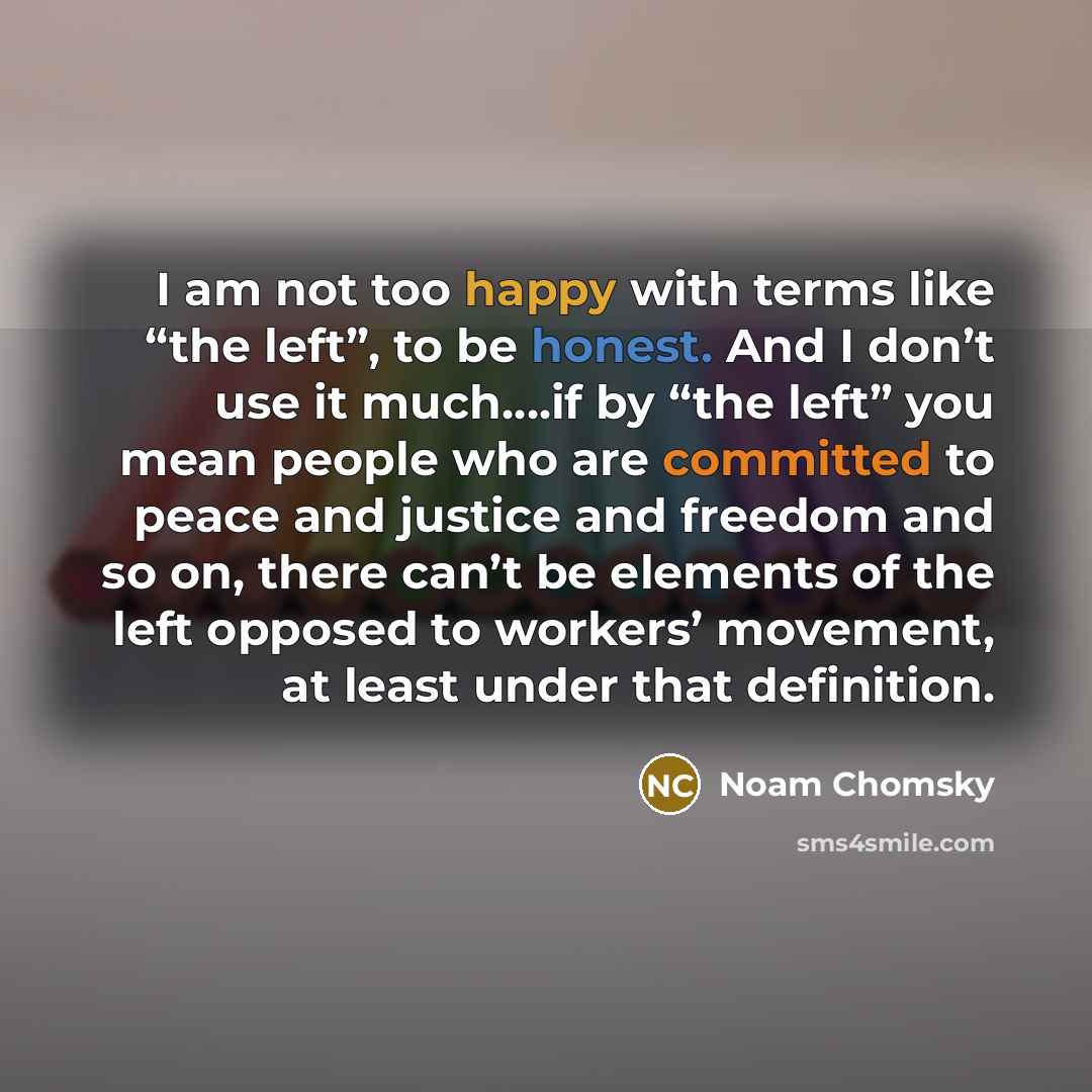 “I am not too happy with terms like “the left”,…” quote by Noam Chomsky