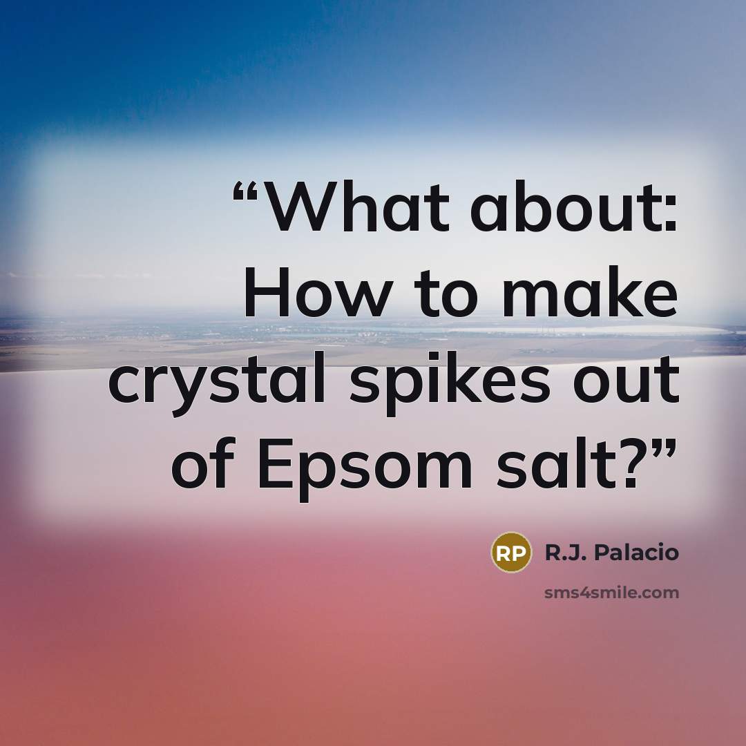 “What about: How to make crystal spikes out of Epsom salt?” quote by R.J. Palacio