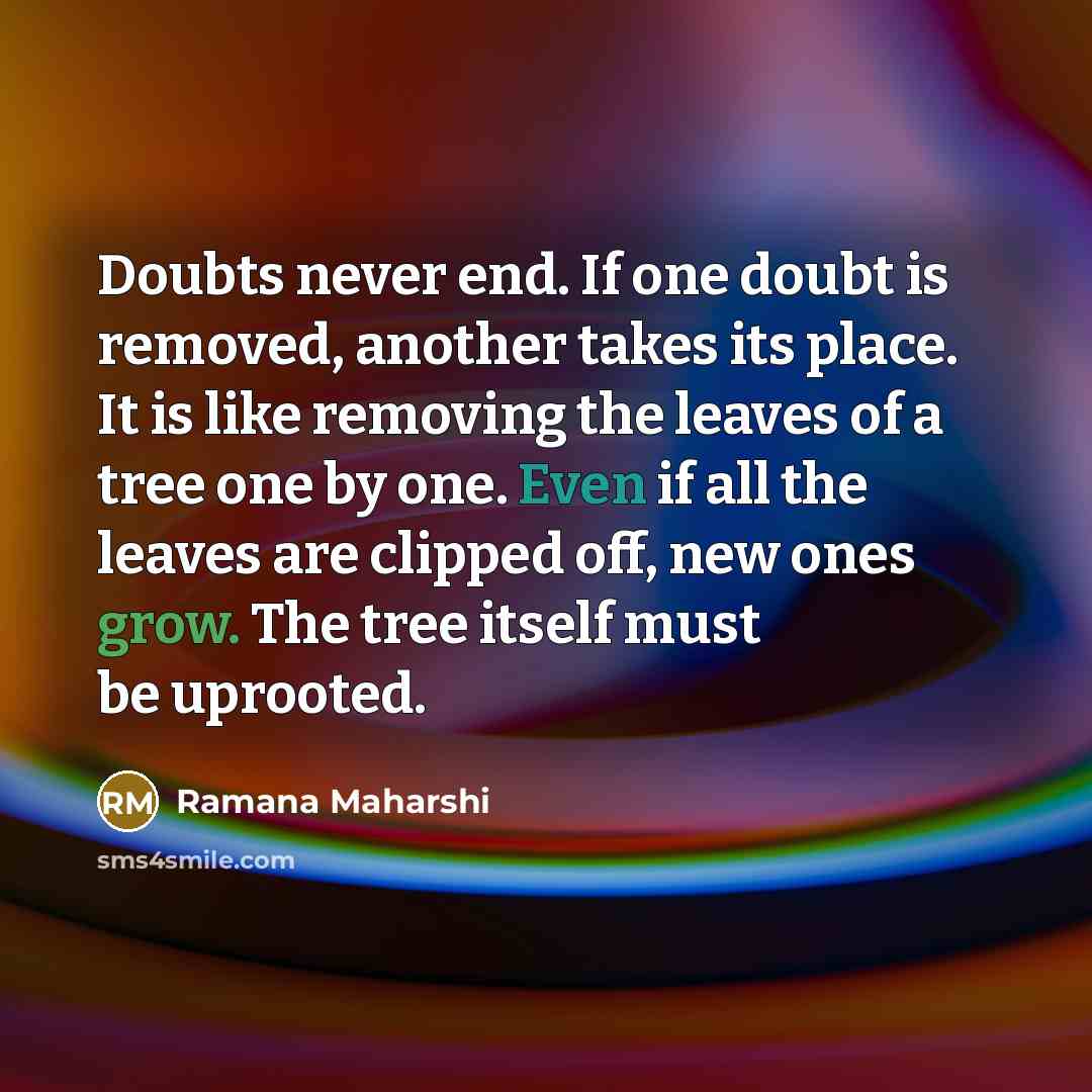 “Doubts never end. If one doubt is removed, another takes…” quote by Ramana Maharshi