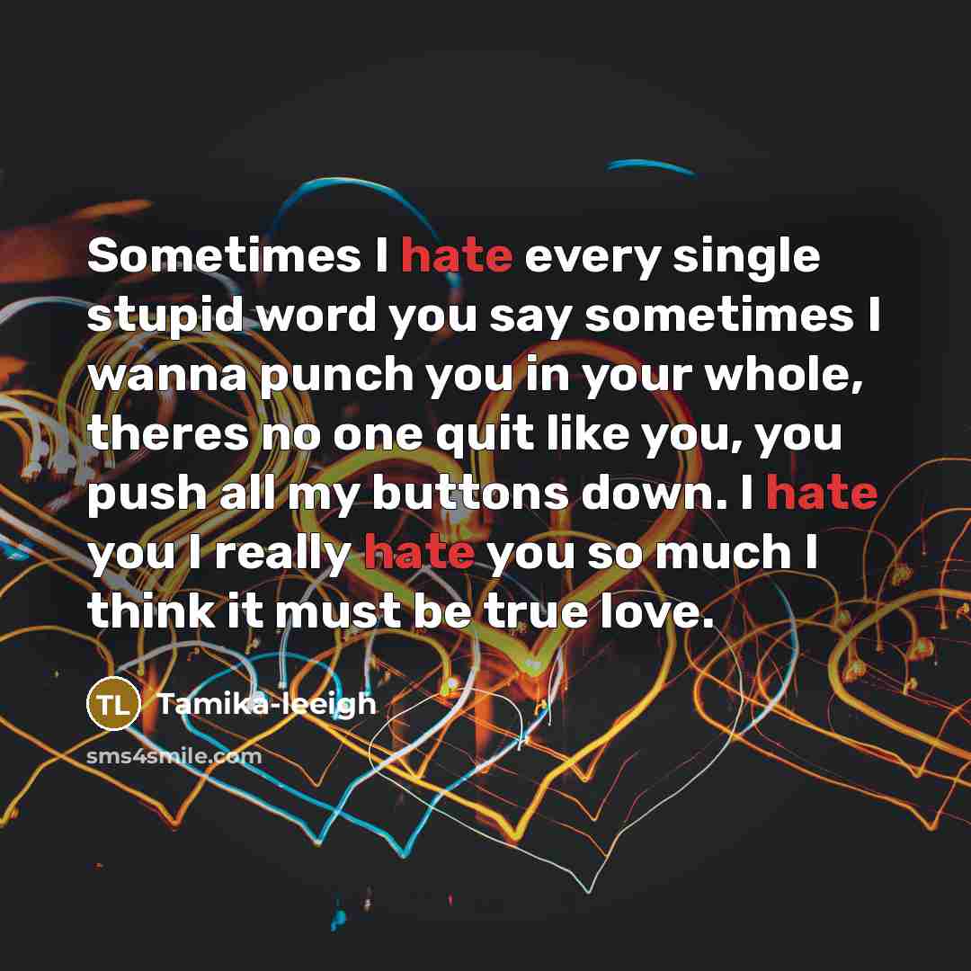 “Sometimes I hate every single stupid word you say sometimes…” quote by Tamika-leeigh