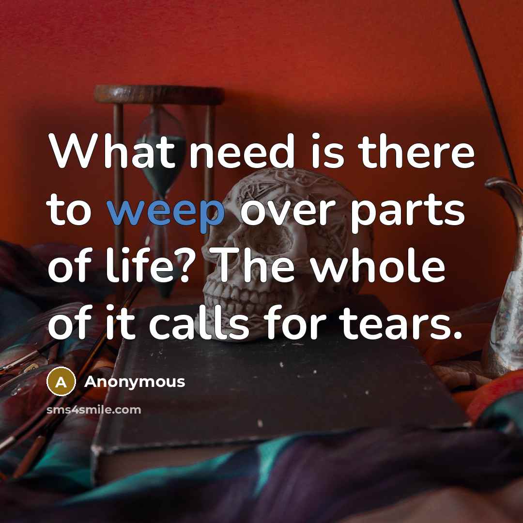 “What need is there to weep over parts of life?…” quote by Anonymous