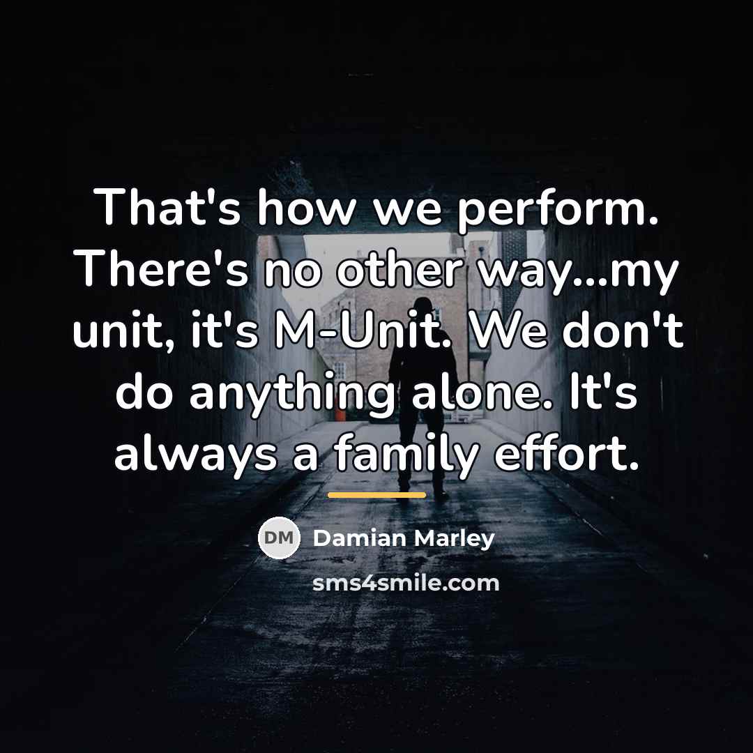“That's how we perform. There's no other way...my unit, it's…” quote by Damian Marley
