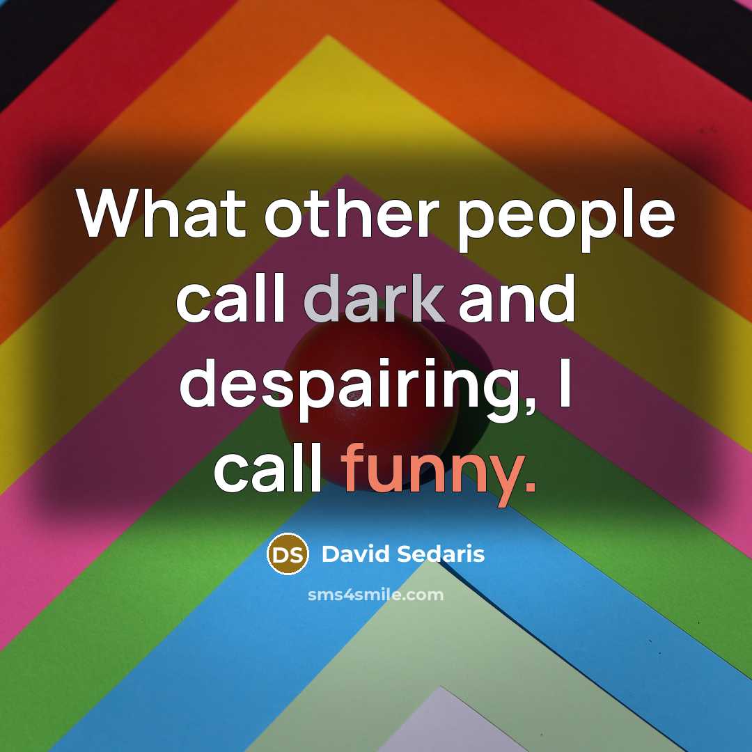 “What other people call dark and despairing, I call funny.…” quote by David Sedaris