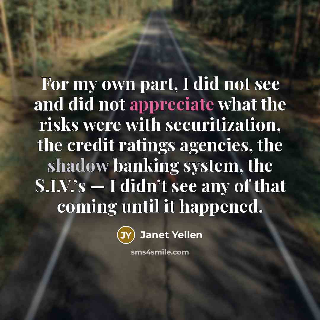 “For my own part, I did not see and did…” quote by Janet Yellen