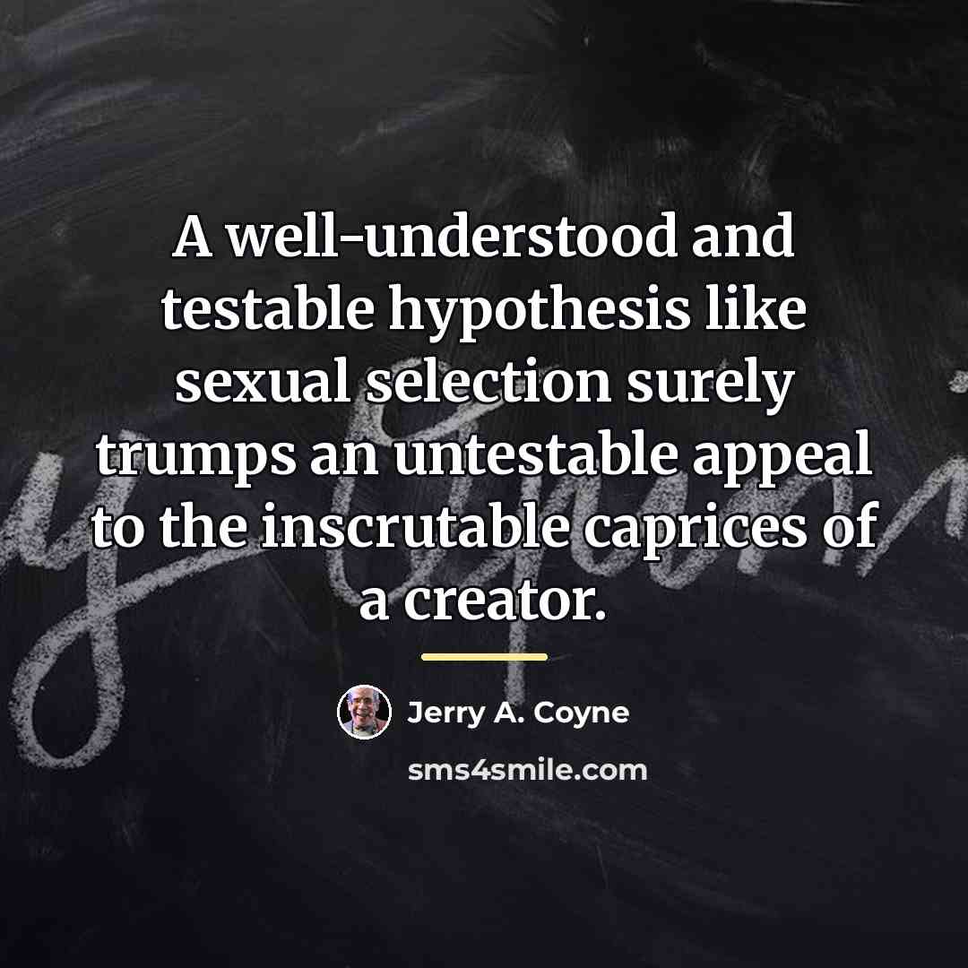 “A well-understood and testable hypothesis like sexual selection surely trumps…” quote by Jerry A. Coyne