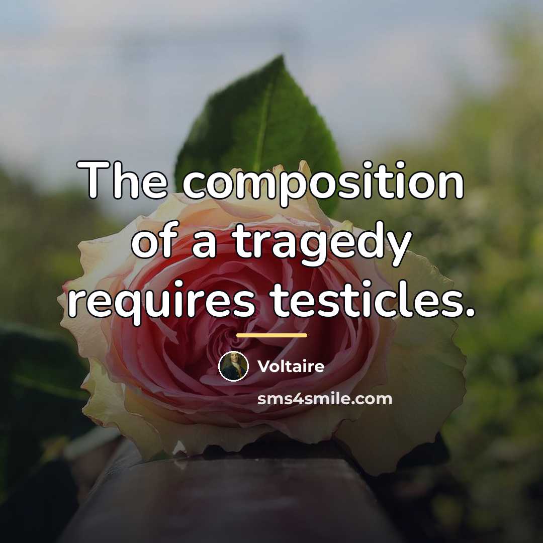 “The composition of a tragedy requires testicles.…” quote by Voltaire