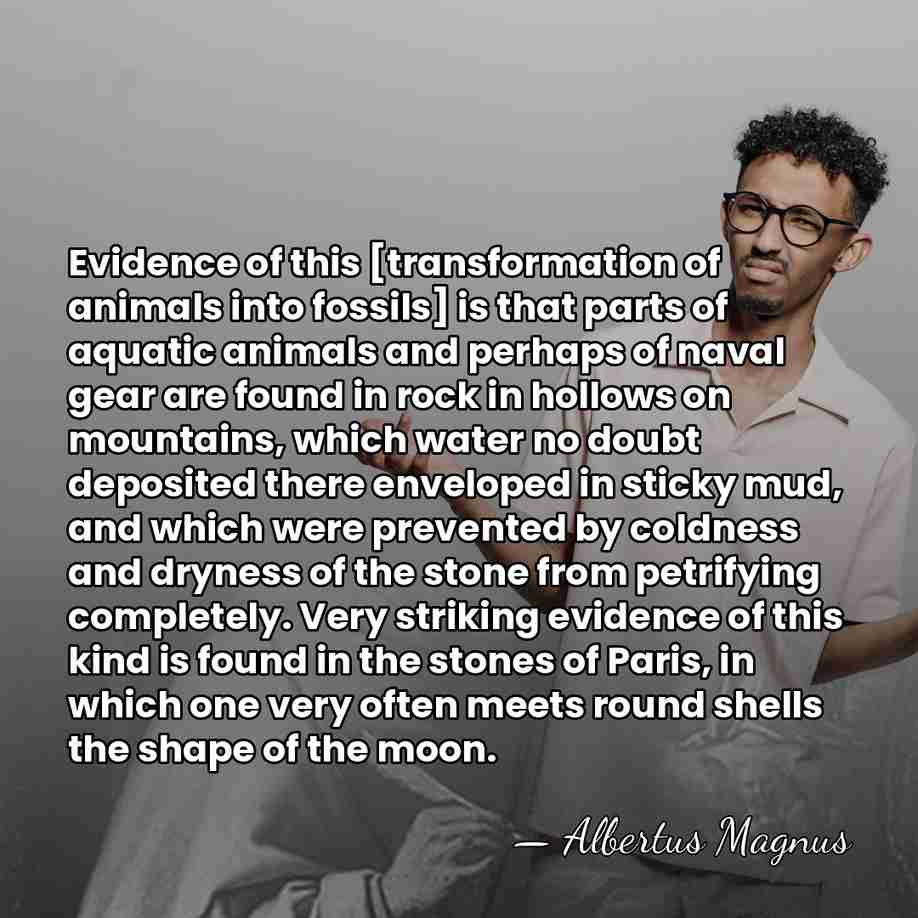 Evidence of this [transformation of animals into fossils] is that parts of&hellip; - Albertus Magnus