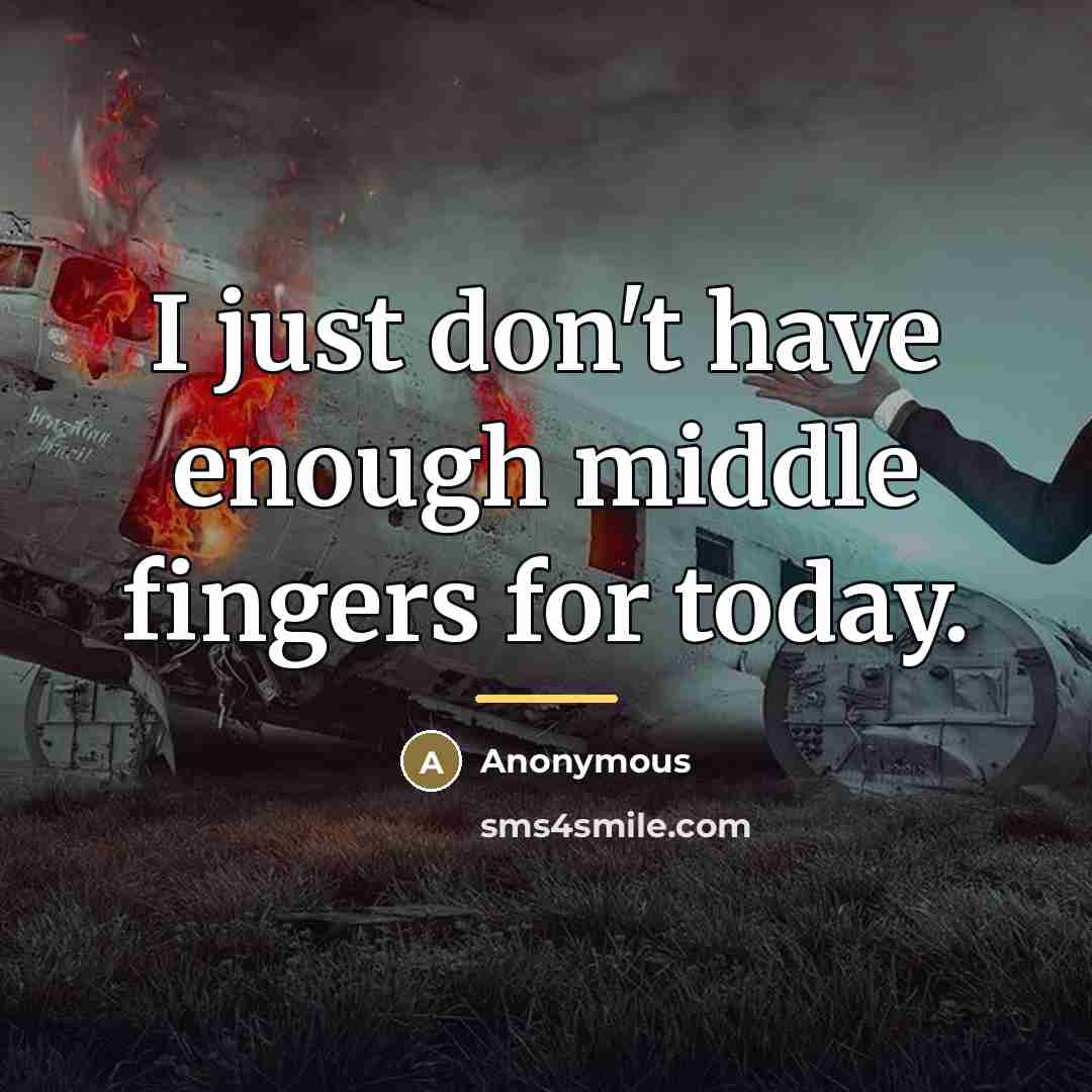 “I just don't have enough middle fingers for today.…” quote by Anonymous