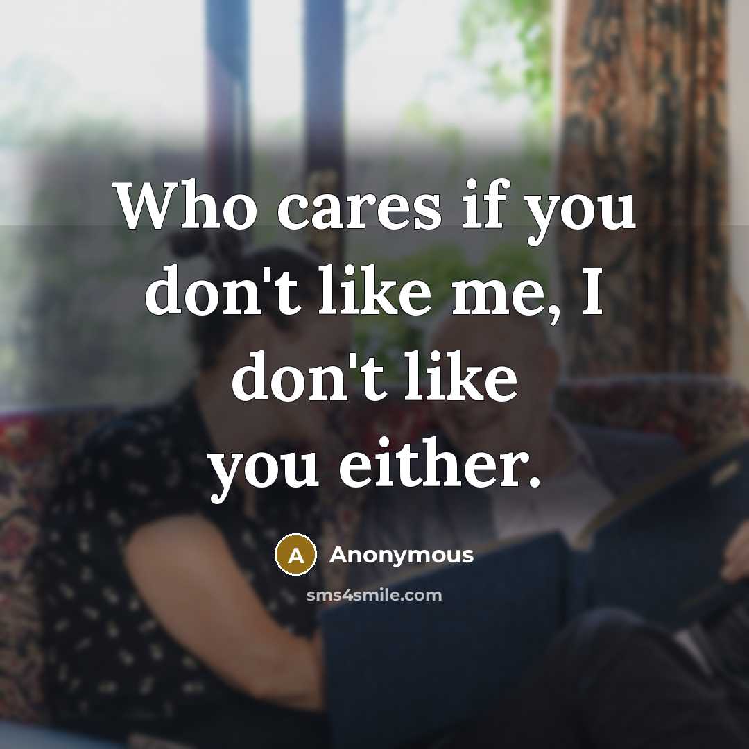 “Who cares if you don't like me, I don't like…” quote by Anonymous