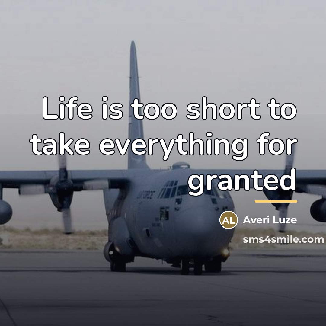 “Life is too short to take everything for granted…” quote by Averi Luze