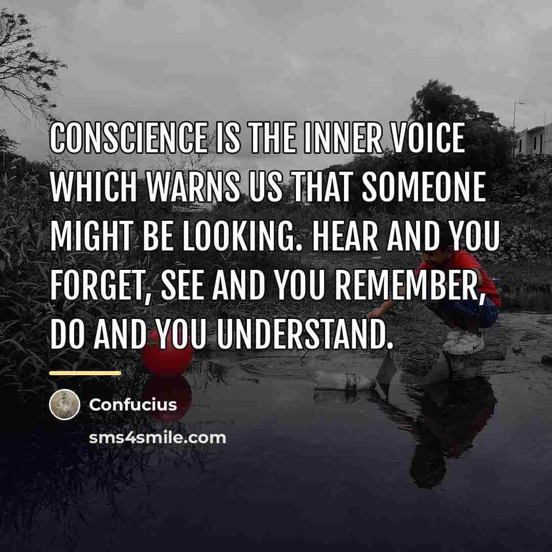“Conscience is the inner voice which warns us that someone…” quote by Confucius