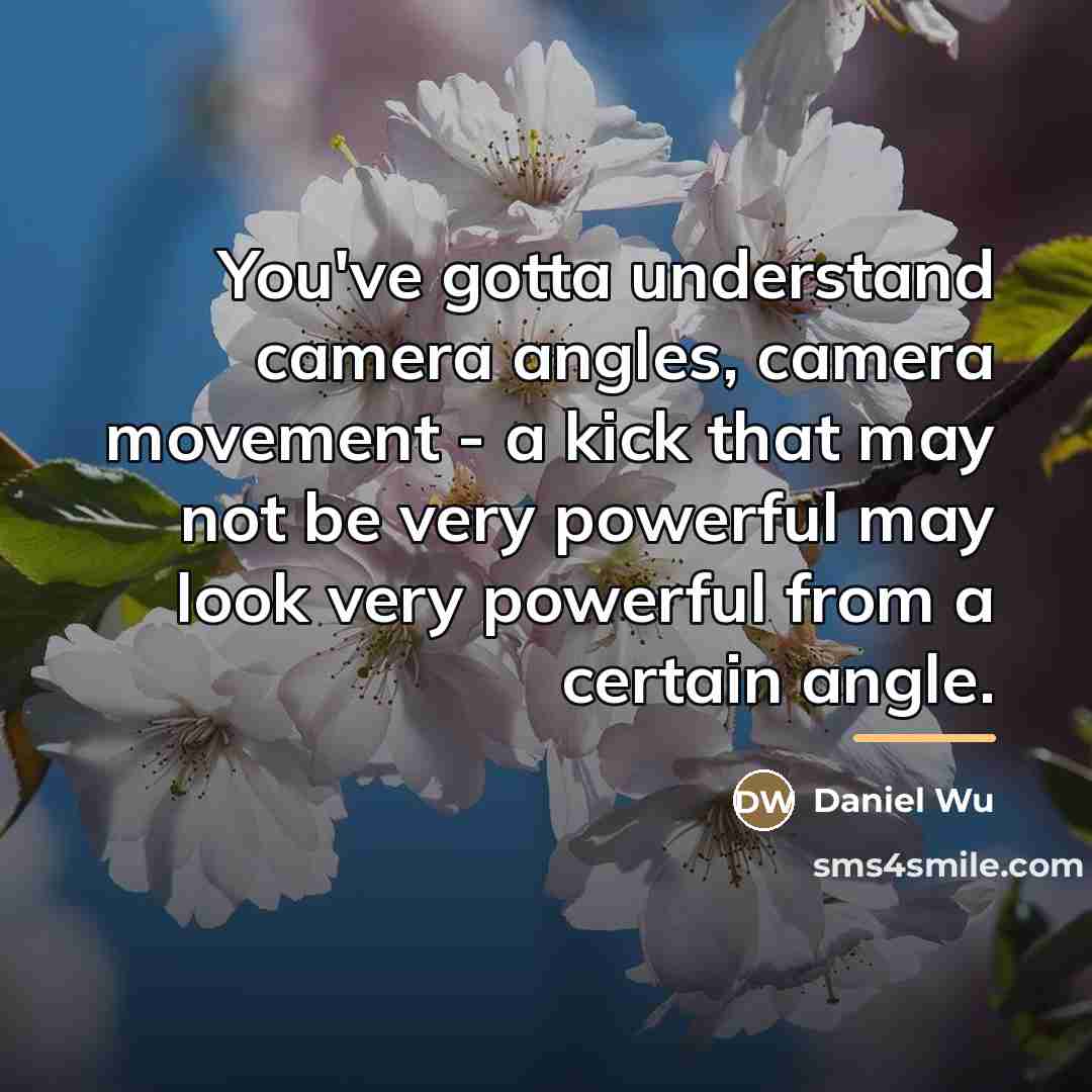 “You've gotta understand camera angles, camera movement - a kick…” quote by Daniel Wu