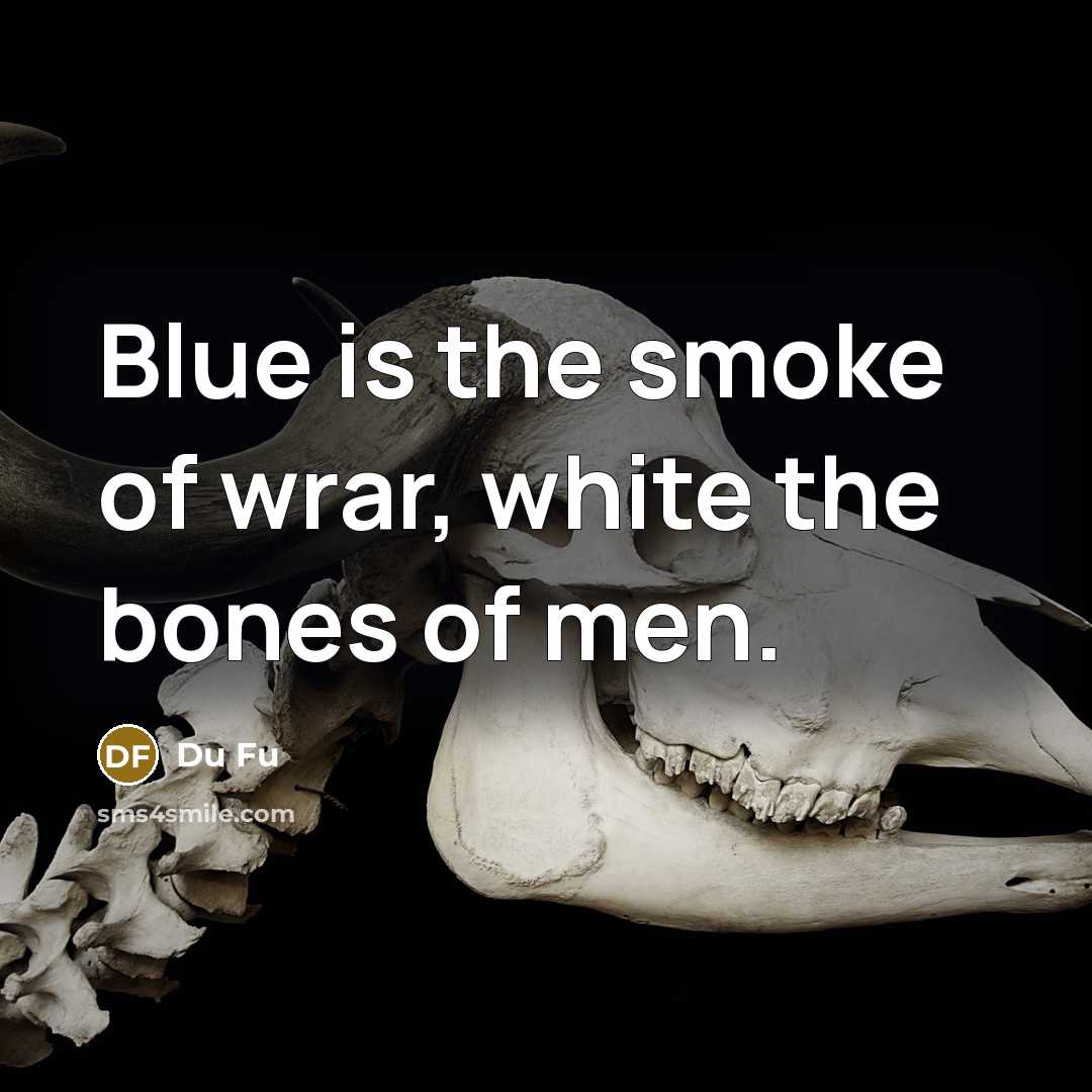 “Blue is the smoke of wrar, white the bones of…” quote by Du Fu