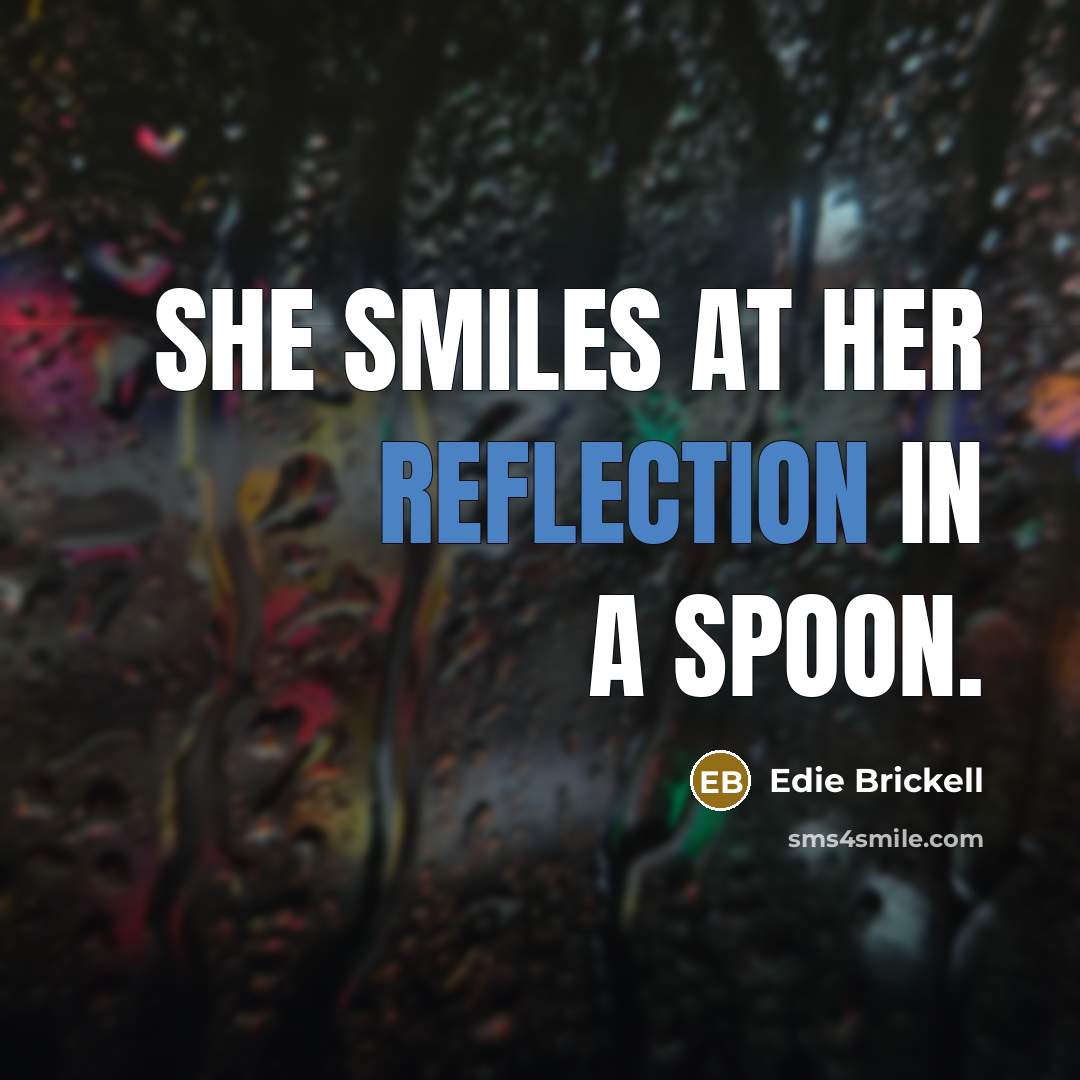 “She smiles at her reflection in a spoon.…” quote by Edie Brickell