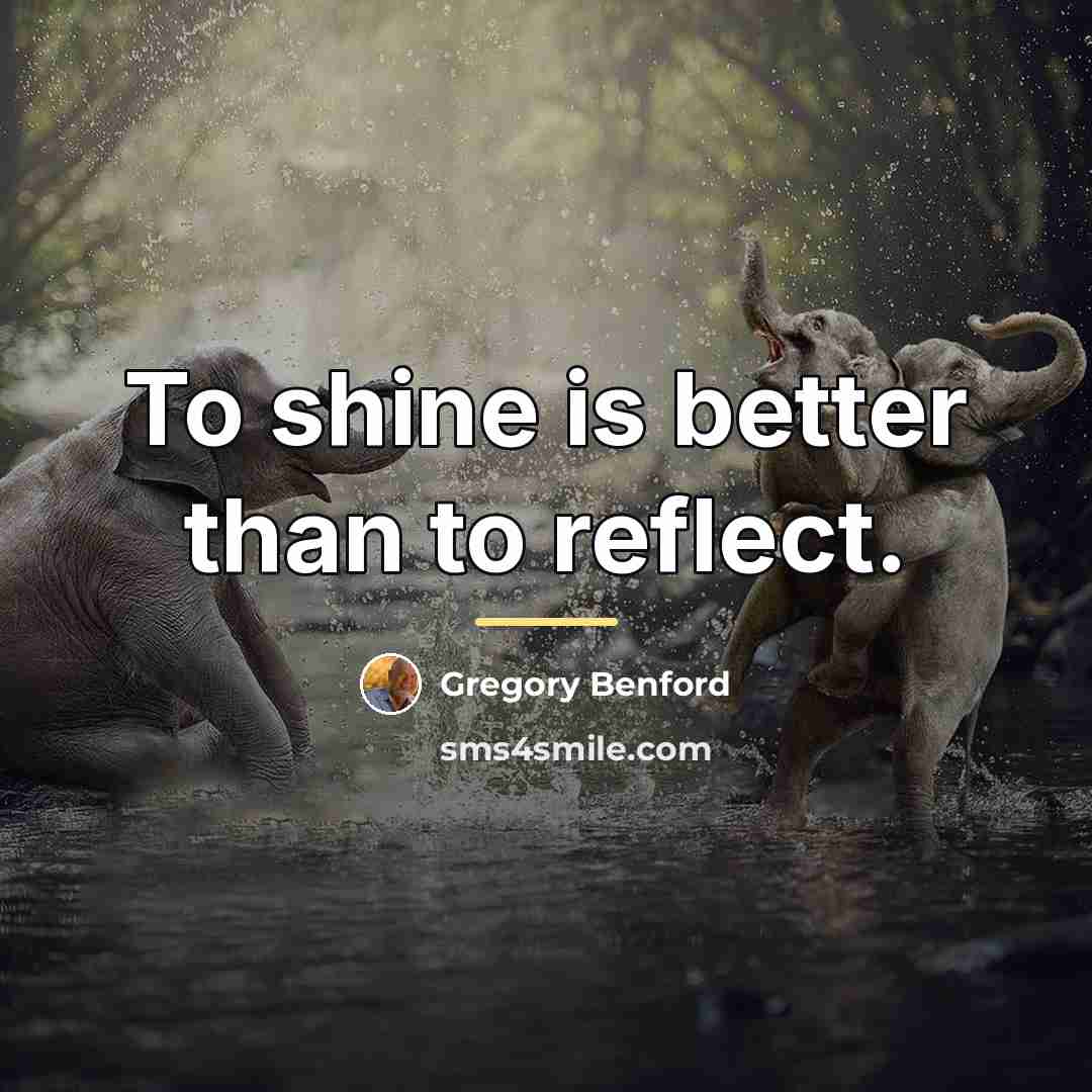 “To shine is better than to reflect.…” quote by Gregory Benford
