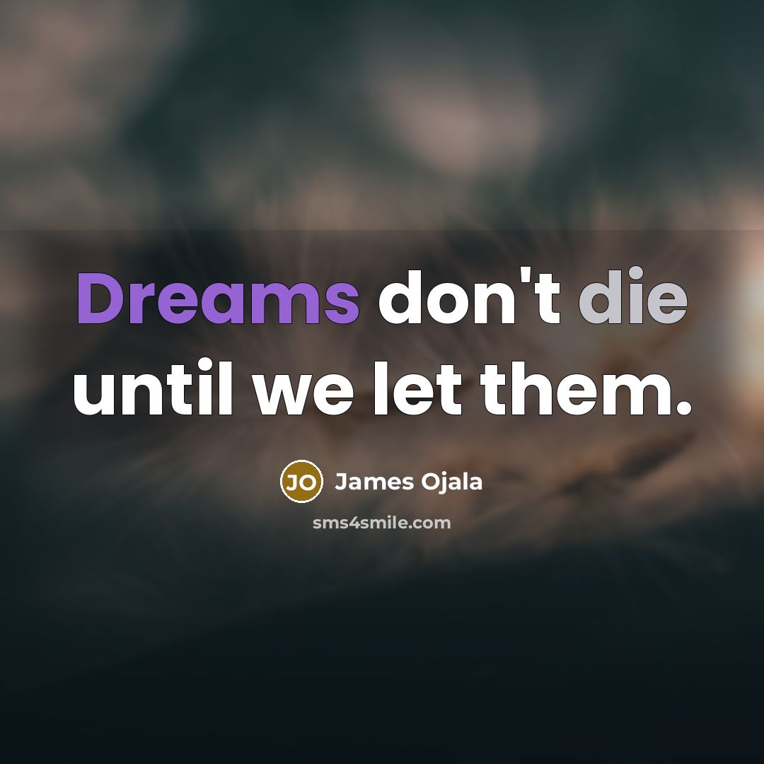 “Dreams don't die until we let them.” quote by James Ojala