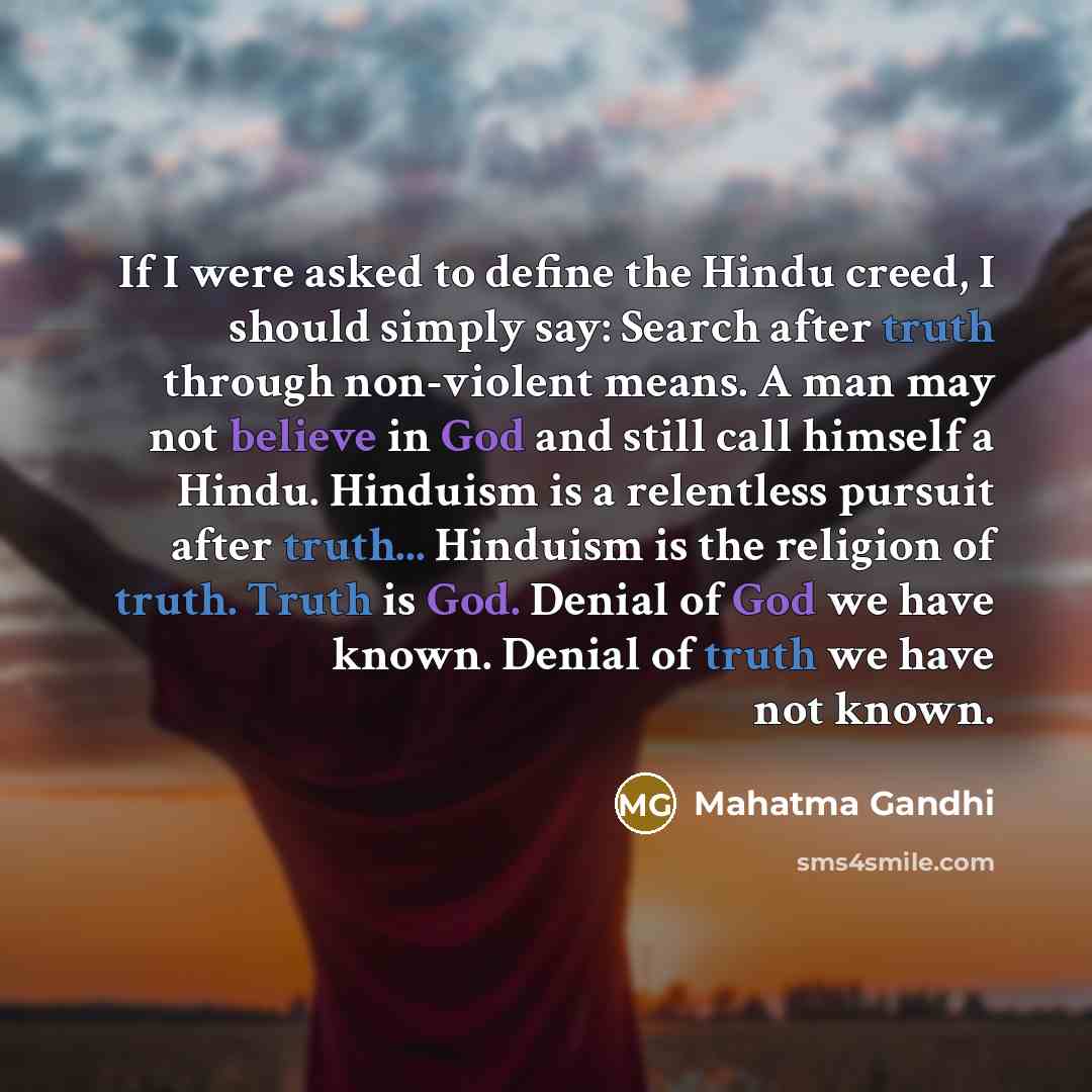 “If I were asked to define the Hindu creed, I…” quote by Mahatma Gandhi