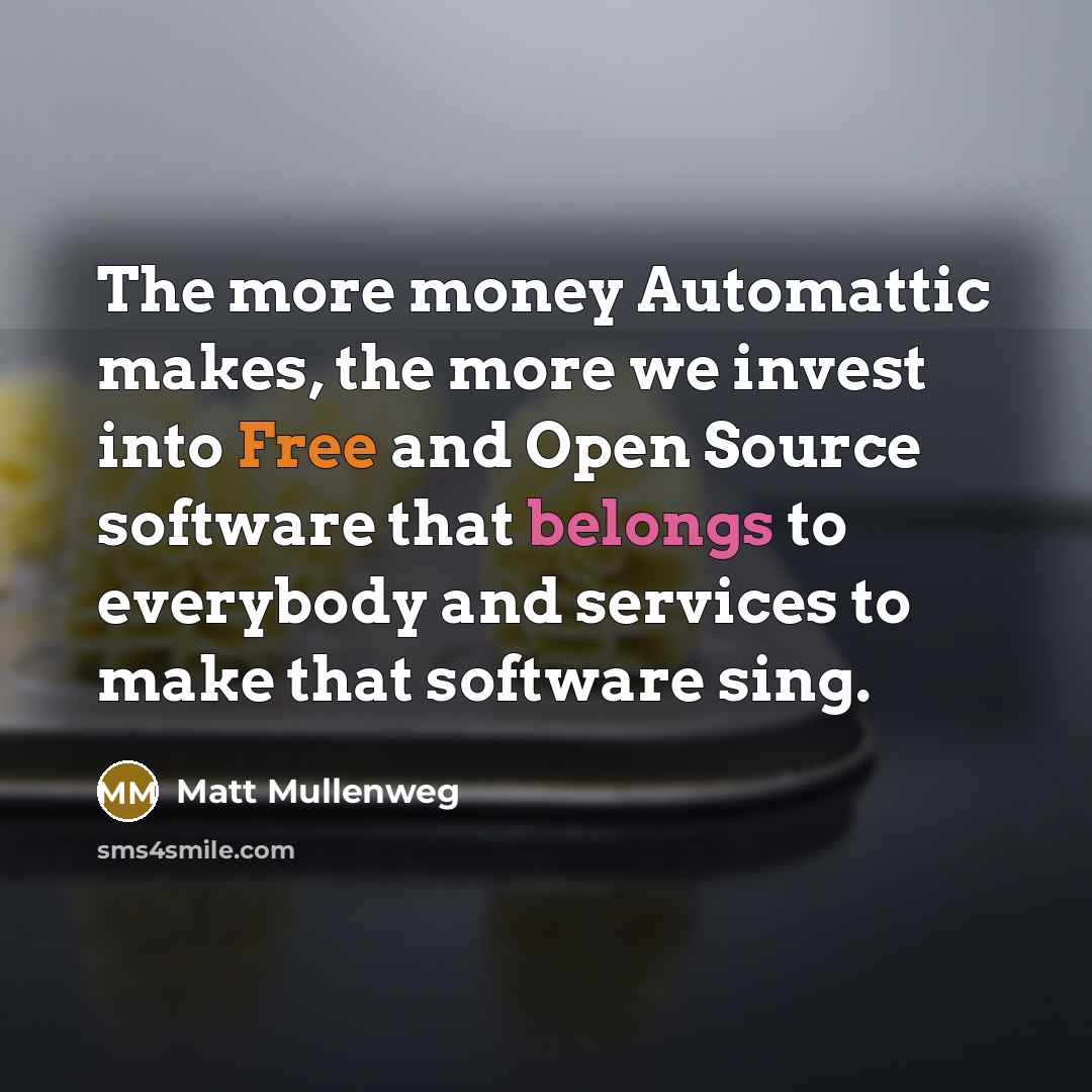 “The more money Automattic makes, the more we invest into…” quote by Matt Mullenweg