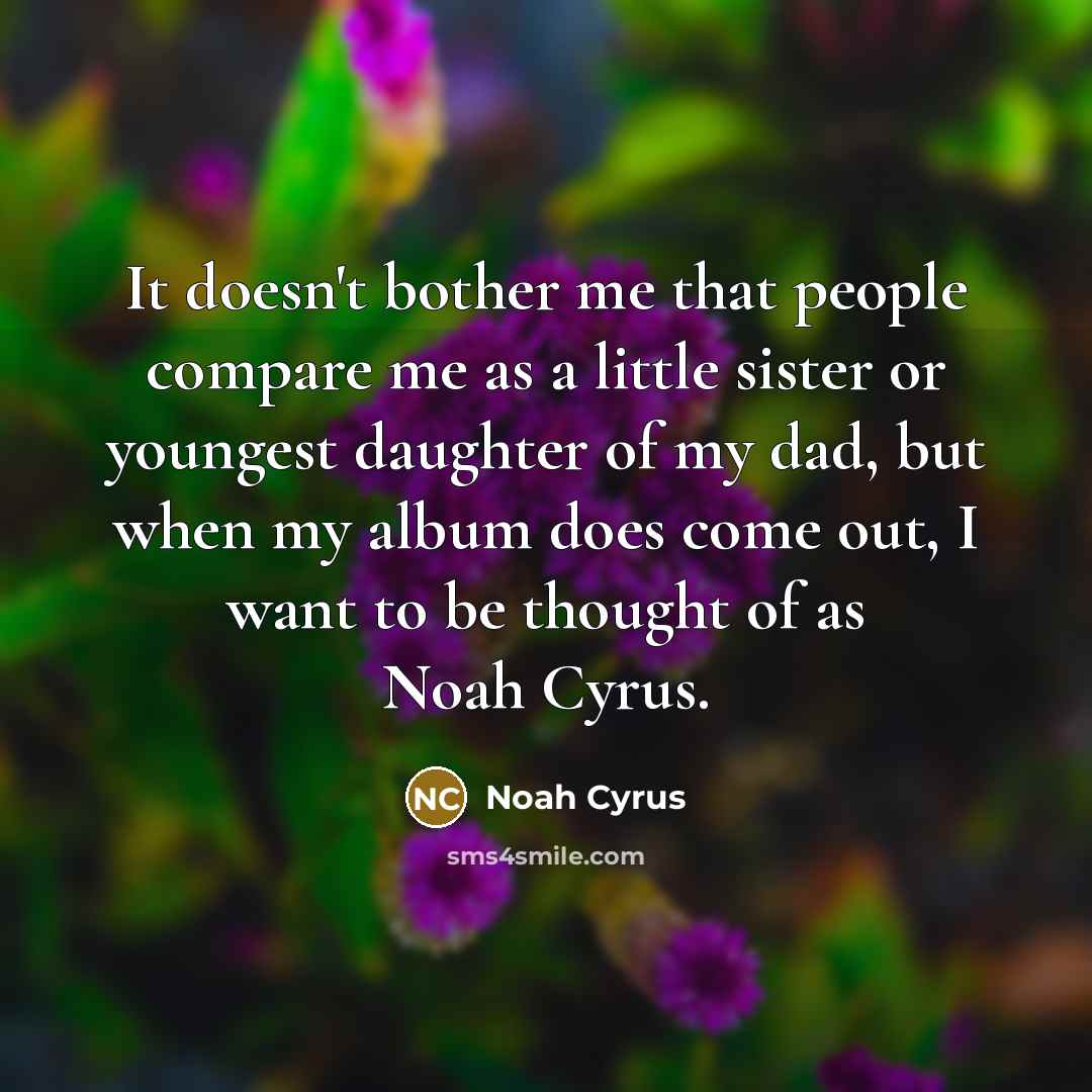 “It doesn't bother me that people compare me as a…” quote by Noah Cyrus