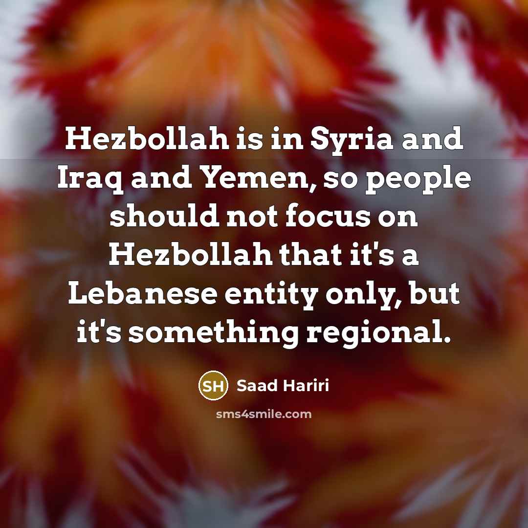 “Hezbollah is in Syria and Iraq and Yemen, so people…” quote by Saad Hariri