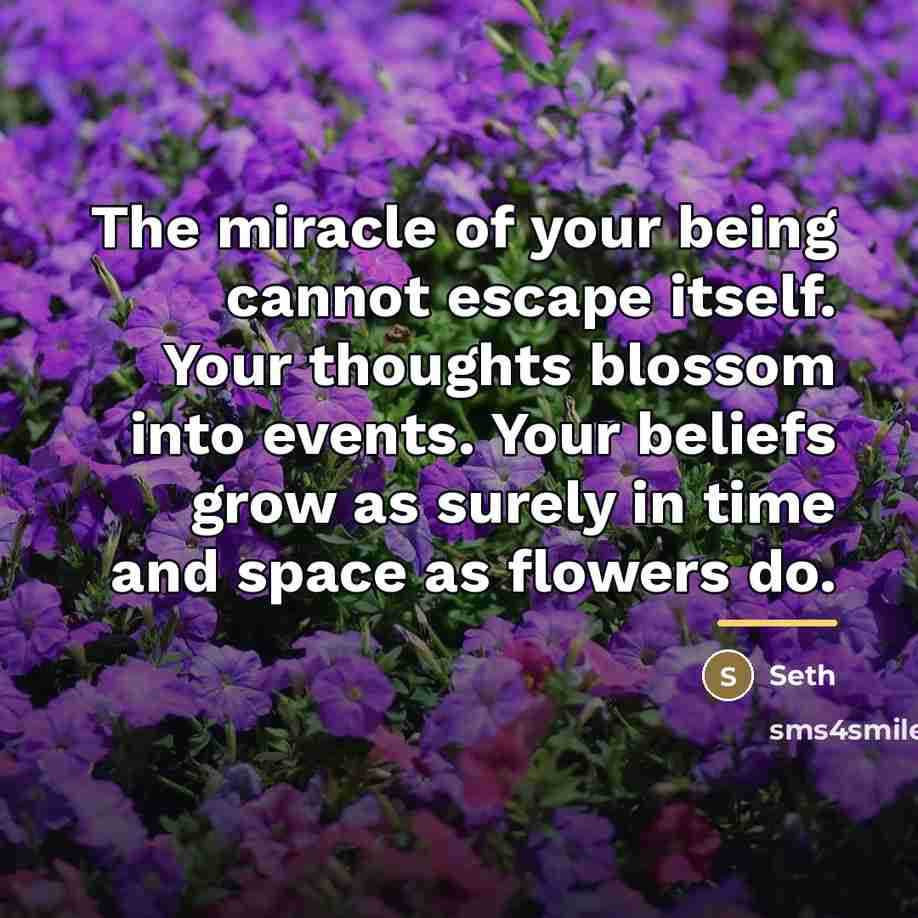 “The miracle of your being cannot escape itself. Your thoughts…” quote by Seth