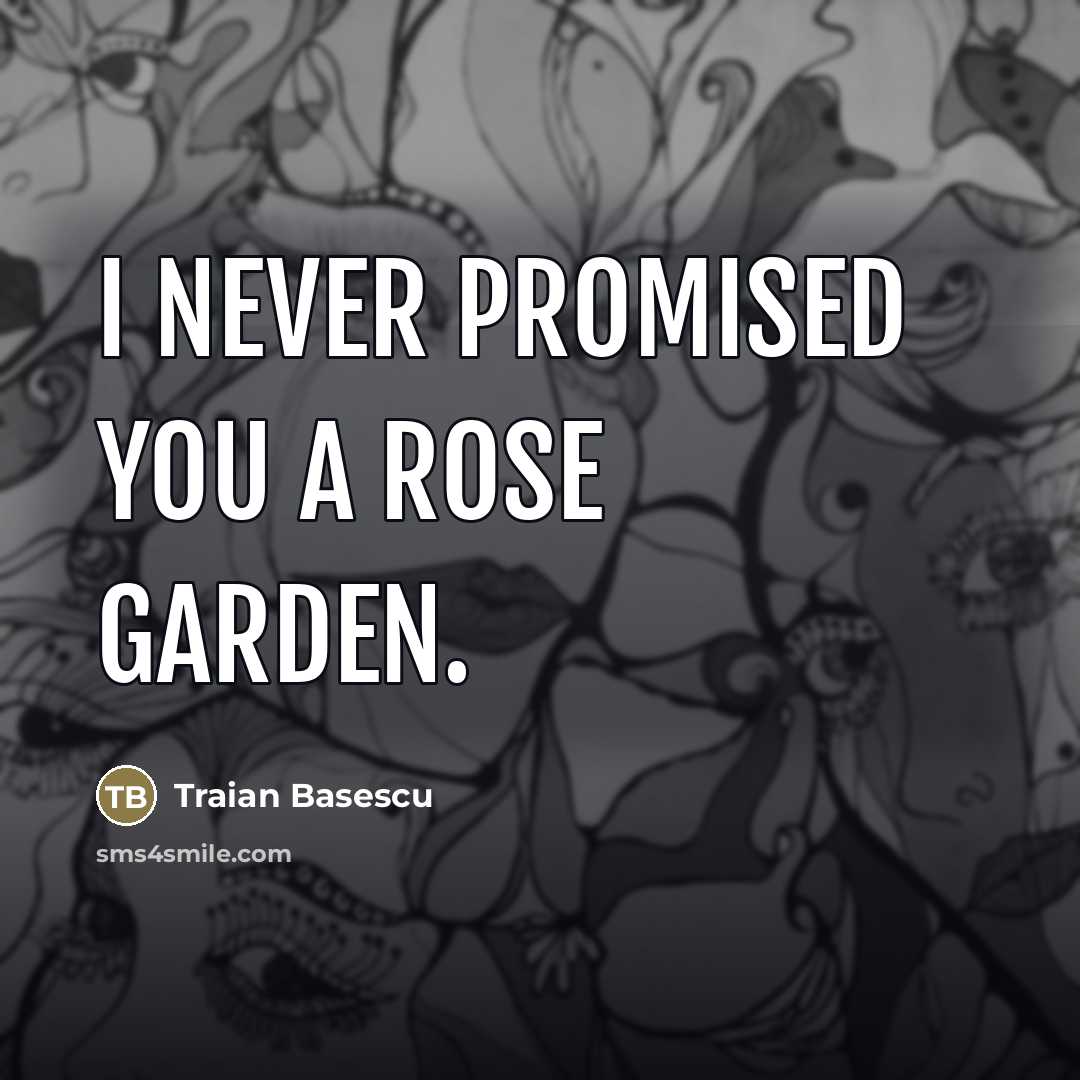 “I never promised you a rose garden.…” quote by Traian Basescu