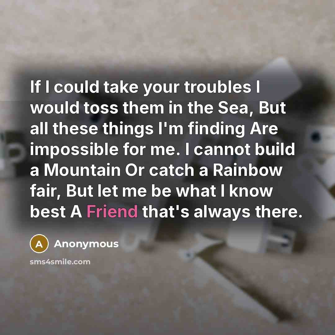 “If I could take your troubles I would toss them…” quote by Anonymous