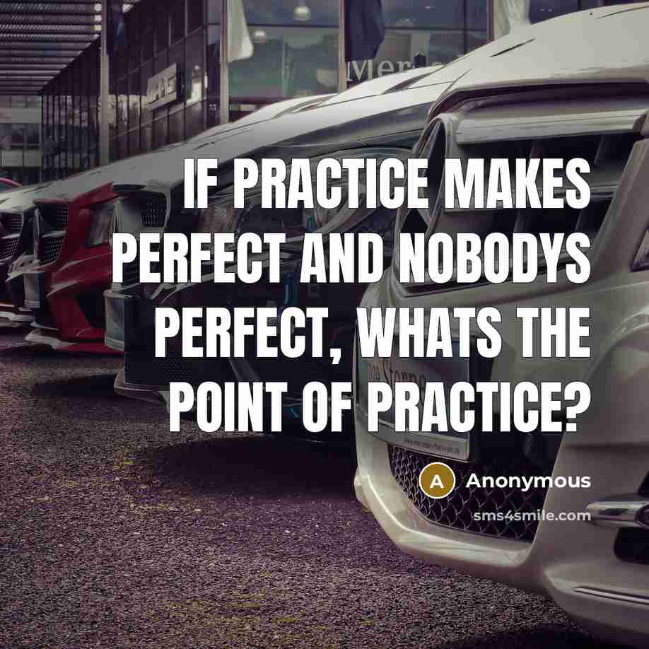 “If practice makes perfect and nobodys perfect, whats the point…” quote by Anonymous