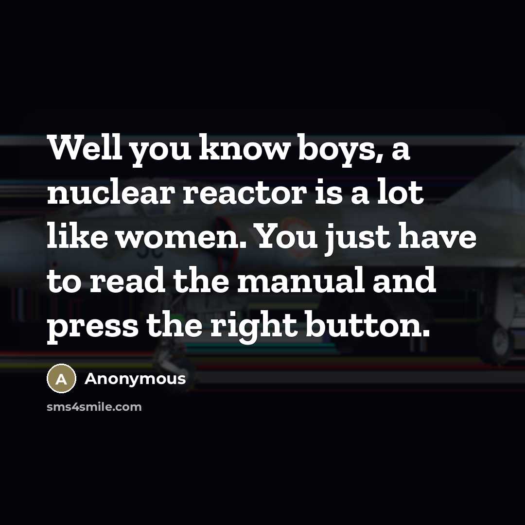 “Well you know boys, a nuclear reactor is a lot…” quote by Anonymous
